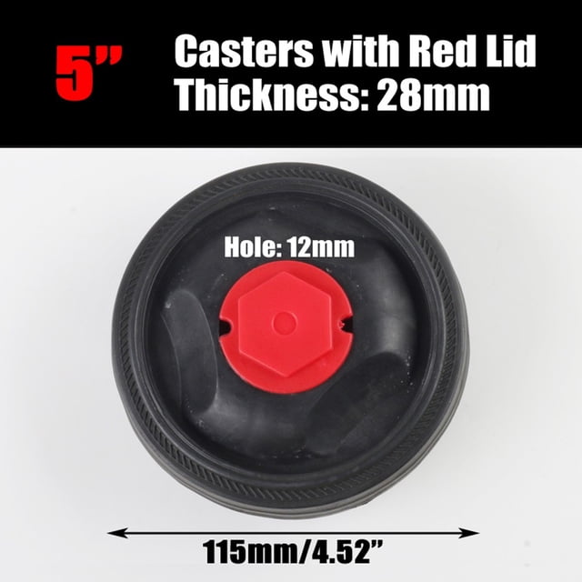 Air Compressor Accessories Caster Wheels 5Inch Shock Absorption Non-Slip Silent 12mm with Red Lid