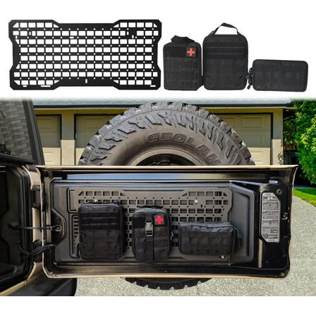 Kojem Tailgate Tactical Molle Panel   3 Storage Bag for 2007-2022 JEEP WRANGLER JK JL