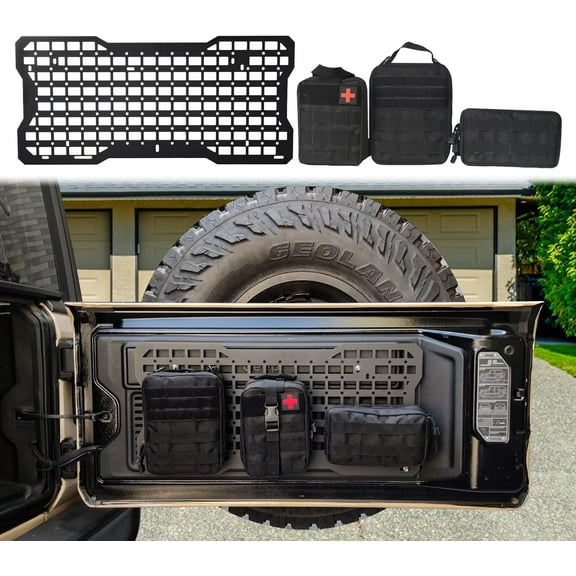 Kojem Tailgate Tactical Molle Panel   3 Storage Bag for 2007-2022 JEEP WRANGLER JK JL