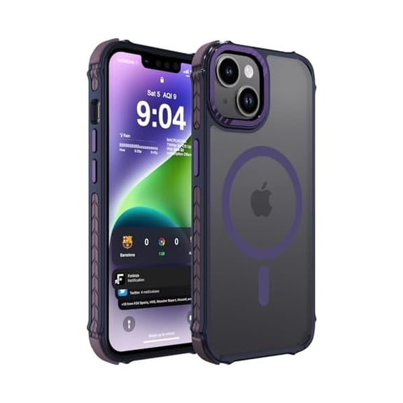 Eryueer Strong Magnetic Case for iPhone 15 6.1-Inch,[Compatible with Magsafe][Military Grade Drop Protection] Translucent Matte Shockproof Protective Phone Cover-Frosted Purple