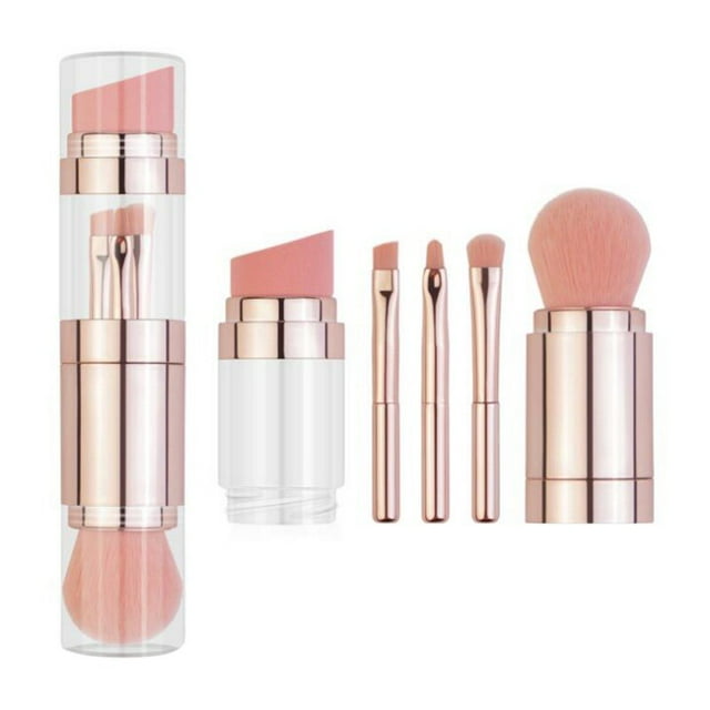 5 IN 1 Portable Eyeshadow Lip Brush Brush Powder Eyebrow Foundation Powder Puff Make Up Tools Multifunctional Makeup Brushes