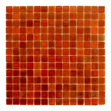 Abolos- LEED Amber 0.75" x 0.75" Glass Mosaic Tile in Snappy Red (10sqft / 10pc Box)