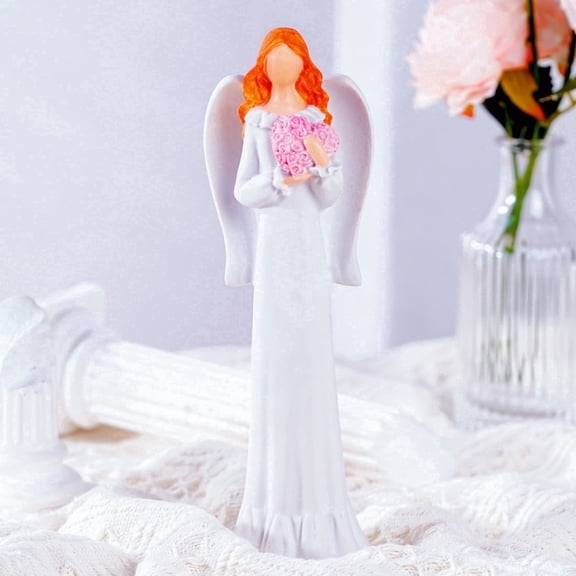 White Praying Angel Sculpture Gift, 7.87''h. Loving Maiden Angel Ornament