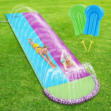 Terra Water Slides With 15.8 FT Inflatable Water Slides for Kids and Adults with 2 Surfboards  3-in-1 with Build in Sprinkler fun Toys
