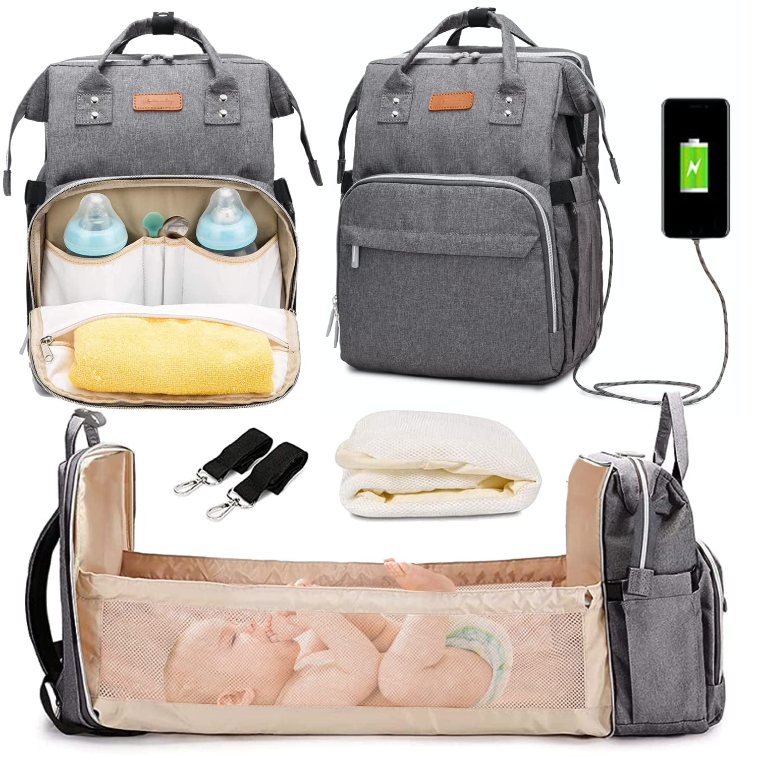 Multi-Function Travel Mommy Bag Diaper Bags for Baby Girls Boys Newborn Essentials Must Haves Baby Shower Gifts Upgraded 3 in 1 Diaper Bag Backpack with Changing Station 