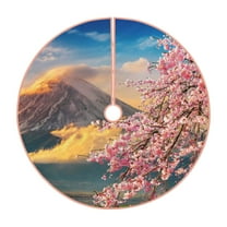 Sikiie Cherry Blossoms Nativity Christmas Tree Skirt, Jesus Christian Winter Holiday Tree Mat Decoration(30-48IN)