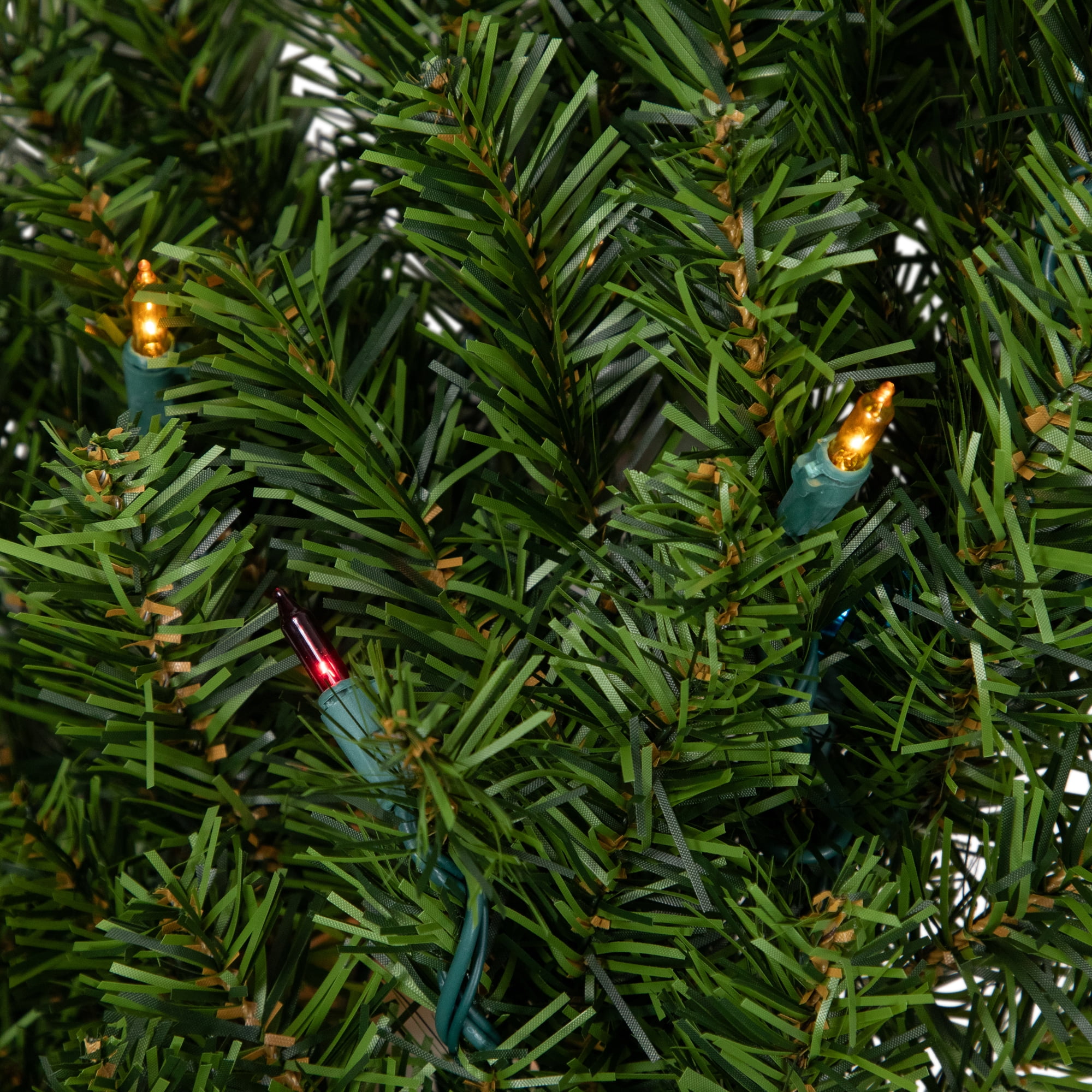 Northlight PVC Decorated Pine Multi-color Incandescent Corded Prelist Artificial Canadian Christmas Wreath, 30" (Green)