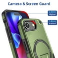 thumbnail image 4 of Rugged Case for iPhone 16e Compatible with Mag-Safe, Heavy Duty Shockproof Magnetic Cover with Kickstand and Lanyard, Drop-Proof Military-Grade Protection Case for iPhone 16e, Armygreen, 4 of 9
