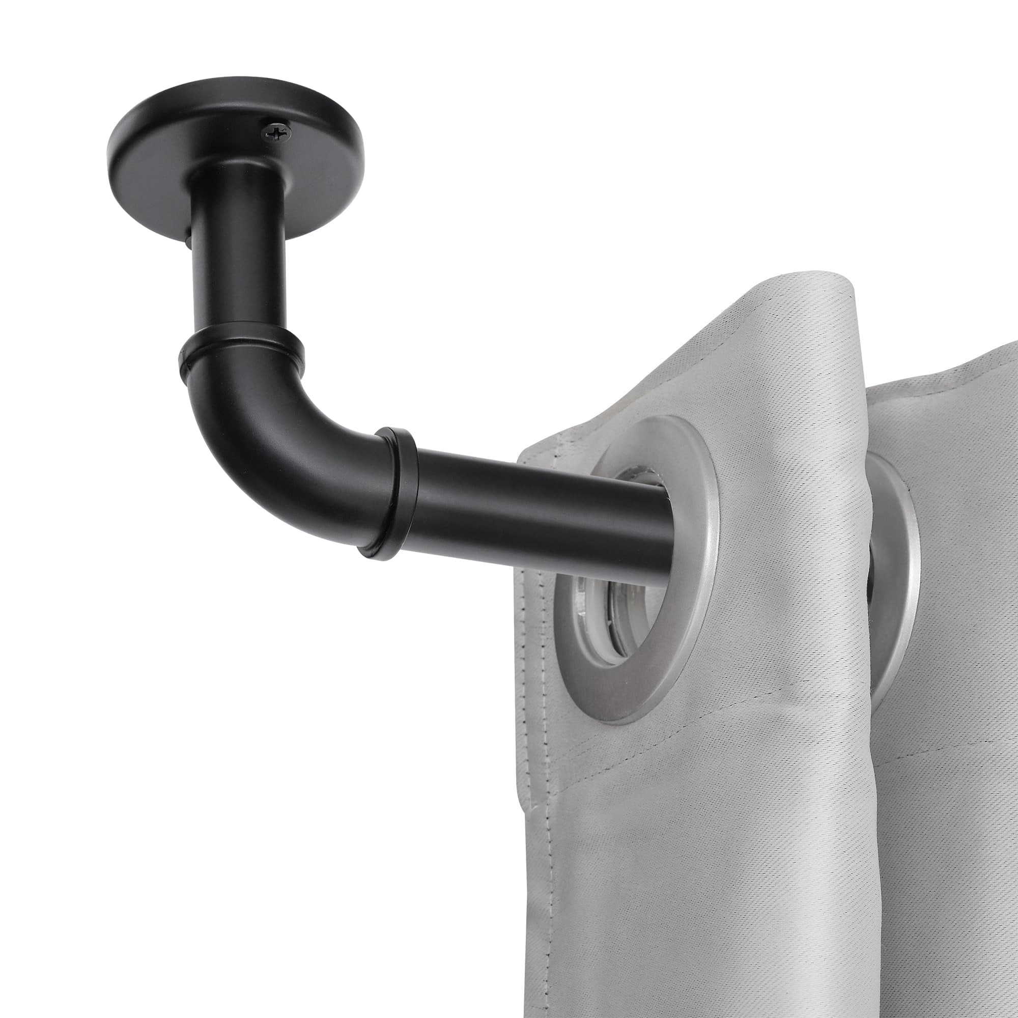 UTOPIA ALLEY Wall Mounted 1 inch Industrial Curtain Rods for Windows 28" to 48", Blackout Curtain Rod, Wrap Around Heavy Duty Curtain Rods, Indoor and Outdoor, Rustic Style, Matte Black