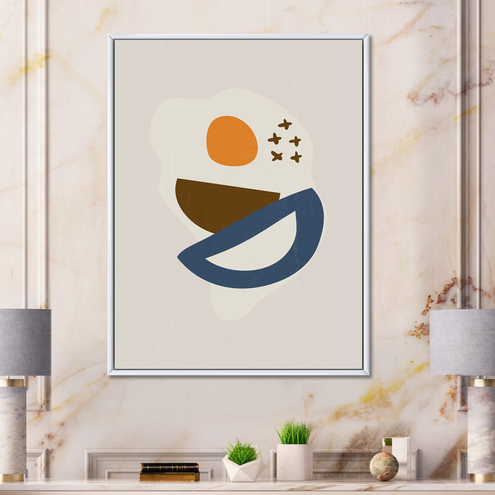 Designart 'Abstract Moon and Sun Geometric Print I' Modern Framed Canvas Wall Art Print