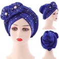thumbnail image 3 of MesaSe Shiny Lady African Headtie Skin-friendly Rhinestone Knot African Headwrap for Daily Life, 3 of 6