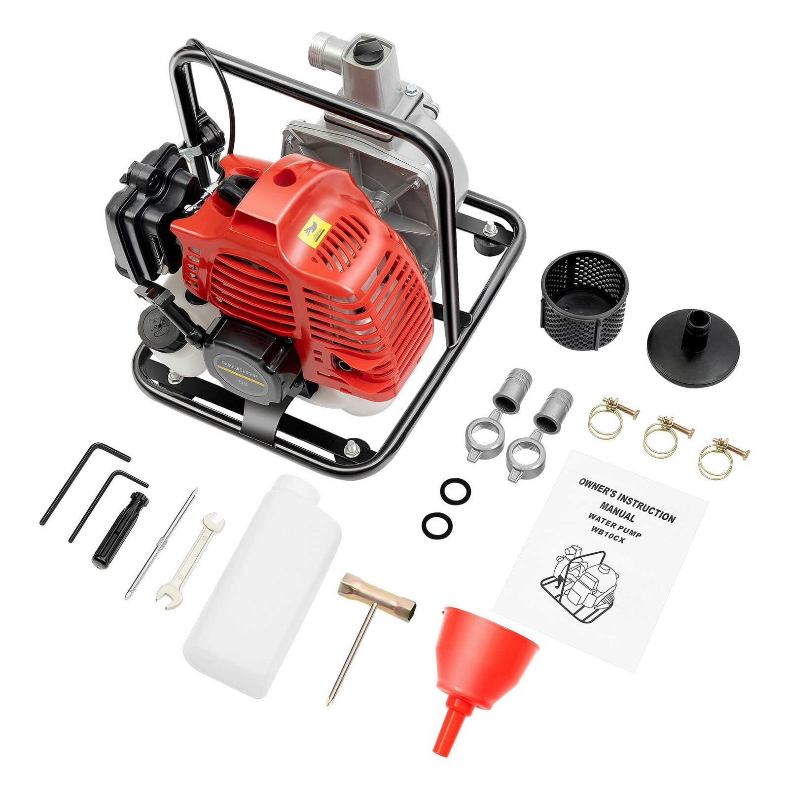 Water Pump, 43CC 2-Stroke Gas Water Pump, 2 HP Engine with 1 Inch Inlet Outlet, Max Flow 8 m³/h, Max Head 98.4 ft, for Irrigation, Pond, Pool, Flood Water Transfer, Portable and Durable