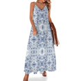thumbnail image 1 of Diseño de mosaico de acuarela italiana: vestido sin mangas azul y blanco Falda de verano ropa de verano, 1 of 7