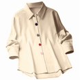 thumbnail image 2 of Womens Fashion Casual Button Down Shirt Long Sleeve Collar Loose Regular Blouses Fall Tops M, 2 of 7