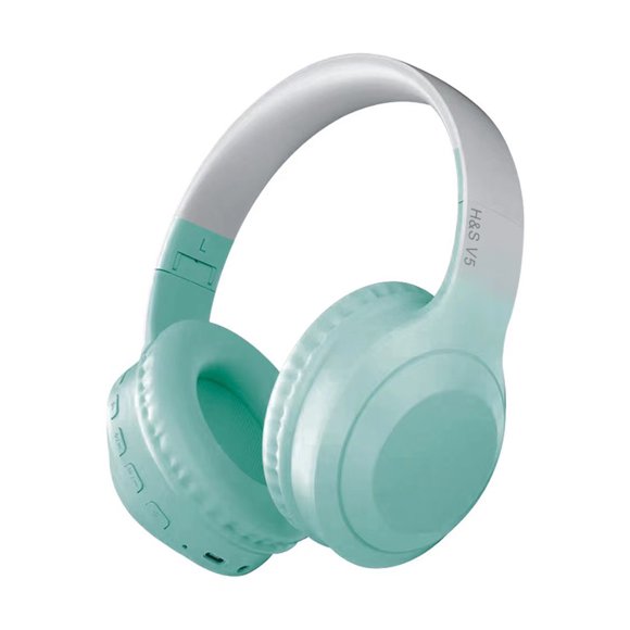 Auriculares Bluetooth con gradiente, cancelación de ruido, control remoto, vida de la batería superior, sobre la oreja, verde