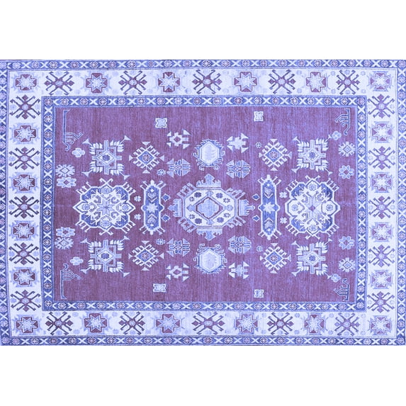 Ahgly Company Indoor Rectangle Geometric Blue Traditional Area Rugs, 8' x 12'