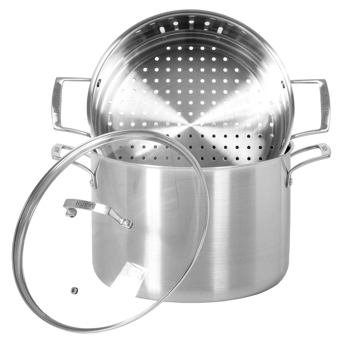  Babish Tri-Ply Stainless Steel Professional Grade Stock Pot  w/Lid, 12-Quart: Home & Kitchen