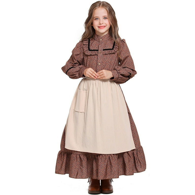 blue dress for baby girl Authentic Prairie Schooner Dress Made in USA Brown / 22 main image 0
