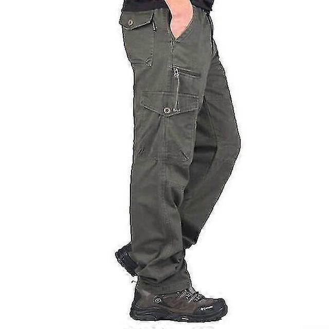Pantalones de trabajo casuales de algodón holgados con múltiples bolsillos para hombre s202412243529