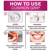 Cushion Grip Thermoplastic Denture Adhesive – Refits & Tightens Loose Dentures, Holds Up to 4 Days, Waterproof & Zinc-Free - 1 oz (Pack of 3)