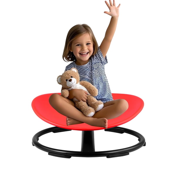 22" L × 22" W Large Size Spinnings Chair for Autistic Kids, Autism Sensory Spinnings Chair, Sensory Toys for Kids with Autism & ADHD, Sit and Spin Training Body Coordination, Red Rounded