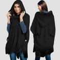 thumbnail image 2 of MIASHUI Plus Size Knit Sweater Button Hood Cape Shawl, Scarf for Women, Fashion Scarf for Casual Wear, Warm Scarf Black,One Size, 2 of 9