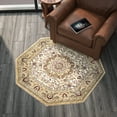 thumbnail image 3 of Masada Rugs Traditional Octagon Area Rug Design Bellagio 401 Ivory (4 Feet x 4 Feet), 3 of 7