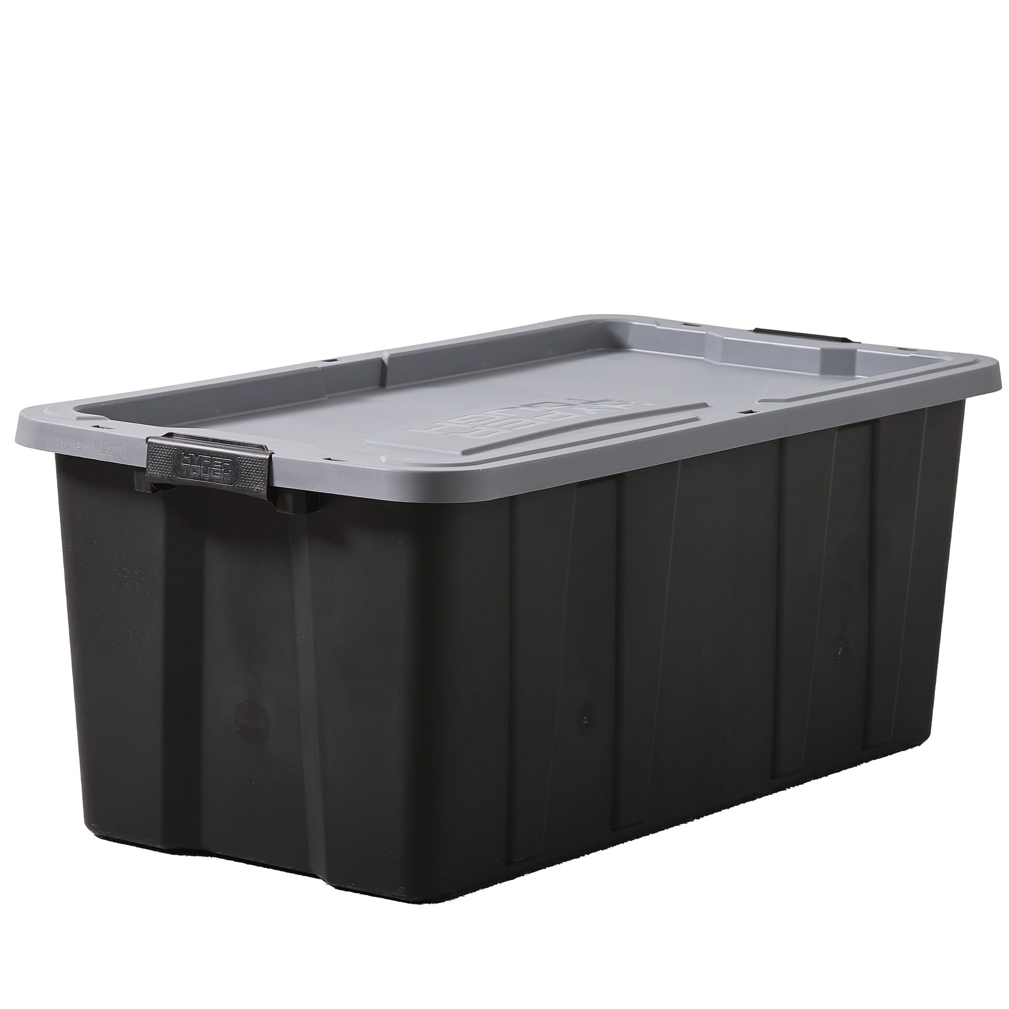 (Pack of 3) Hyper Tough 40 Gallon Large Storage Bin with Latch Lid, Black and Gray, Heavy Duty Plastic Storage Container Black and Gray