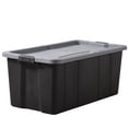 thumbnail image 3 of Hyper Tough 40 Gallon Large Storage Bin with Latch Lid, Black and Gray, Heavy Duty Plastic Storage Container Black and Gray, 3 of 11
