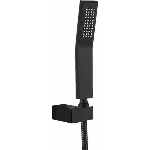 High Pressure Single Function Handheld Shower Head with Extra Long Hose Shower Adjustable Wand Holder Set Brass Hand Shower Matte Black