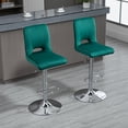 thumbnail image 2 of HOMCOM Modern Counter Height Bar Stools Set of 2, Adjustable Height Fabric Bar Chairs, Metal Kitchen Stools with 360 Degree Swivel Seat and Footrest, Green, 2 of 10