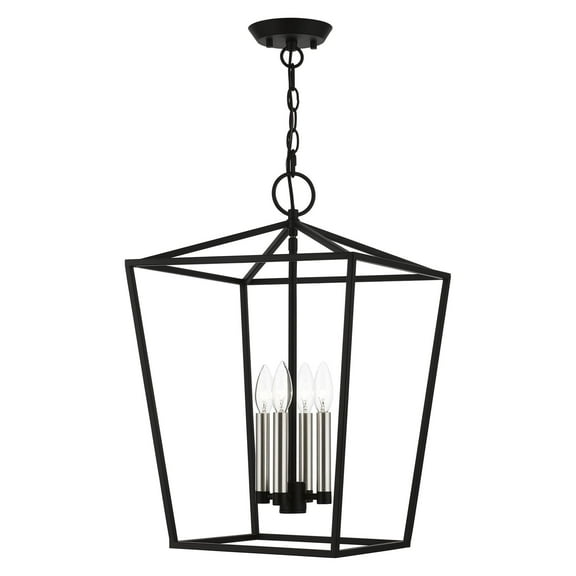 49434-04 Livex Lighting Devone - 4 Light Chandelier In Transitional Style-22.25 Inches Tall and 14.5 Inches Wide-Black/Brushed Nickel Finish