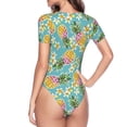 thumbnail image 4 of Easygdp Cute Pineapples Women's One-Piece Swimsuit Slim Fit Crew Neck Bodysuit Athletic Swimwear with Concealed Buckle - Large, 4 of 9