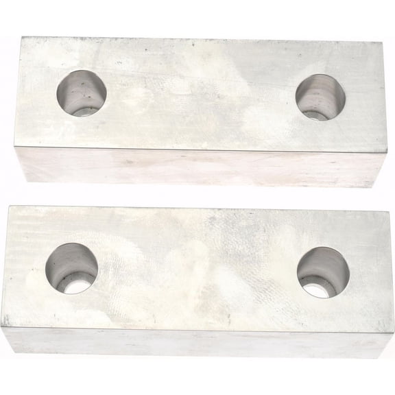 1 Pair Gibraltar Soft Aluminum Vise Jaws, Flat/No Step, 2" Thick x 6" Wide x 2" High