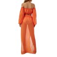 thumbnail image 4 of LMLYSoH Women Clothing Set, Long Sleeve Off Shoulder Tops and Cover Up Skirt Two-piece Suit for Beach Vacation Travelling, 4 of 8