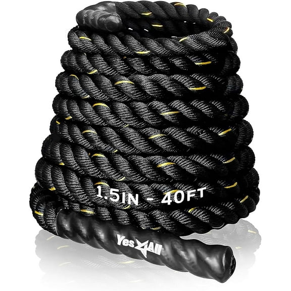Yes4All 1.5 in Diameter Battle Rope, 40 ft Length Workout Rope, Poly Dacron Material