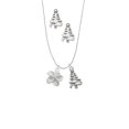 thumbnail image 2 of Delight Jewelry Silvertone White Plumeria Flower Silver tone Zig Zag Christmas Tree Charm Necklace and Stud Earrings, 2 of 4