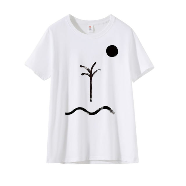 Birdeem Chemise Décontractée Imprimée pour Femmes Col Rond Manches Courtes Tee Tops Manches Courtes Blouses Col Rond Chemises