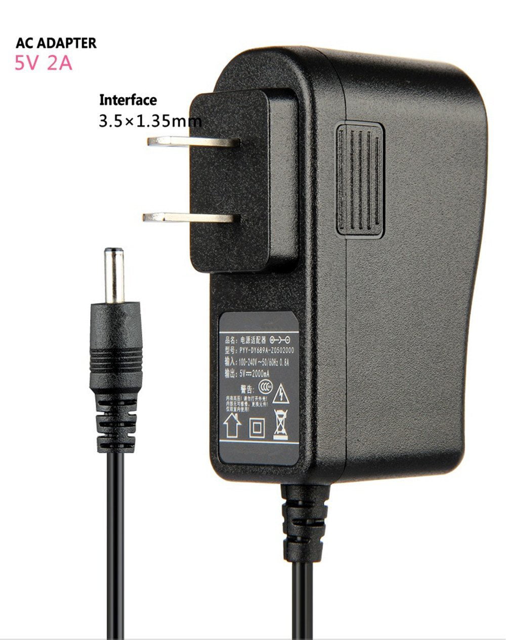 5V DC 2A 2000mA AC Adapter 3.5mm × 1.3mm Home Wall Charger Power Supply Cord New 