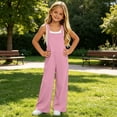 thumbnail image 2 of Vornjynx Girls Overalls with Pocket Comfort Soft Straight Fit Summer Casual Trendy Jumpsuits Pink Size 6, 2 of 10