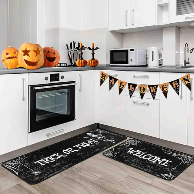 Tapis de Porte Hello Fall, Feuilles d'Érable Tapis de Porte avant Intérieur Paillasson d'Automne Extérieur Entrée Antidérapant Absorbant Résistant à la Saleté Tapis pour Vestibule 17x30 Pouces