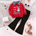 thumbnail image 2 of Toddler Baby Girl Clothes 24 Months 2T 3T 4T 5T 6T 7T Fall Winter Outfits Contrast Color Long Sleeve Sweatshirt + Flare Pants Sets R Size 6-7 Years, 2 of 4
