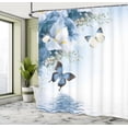 thumbnail image 4 of Ambesonne Floral Shower Curtain, Wild Flowers and Butterflies, 69"Wx70"L, Cadet Blue, 4 of 4