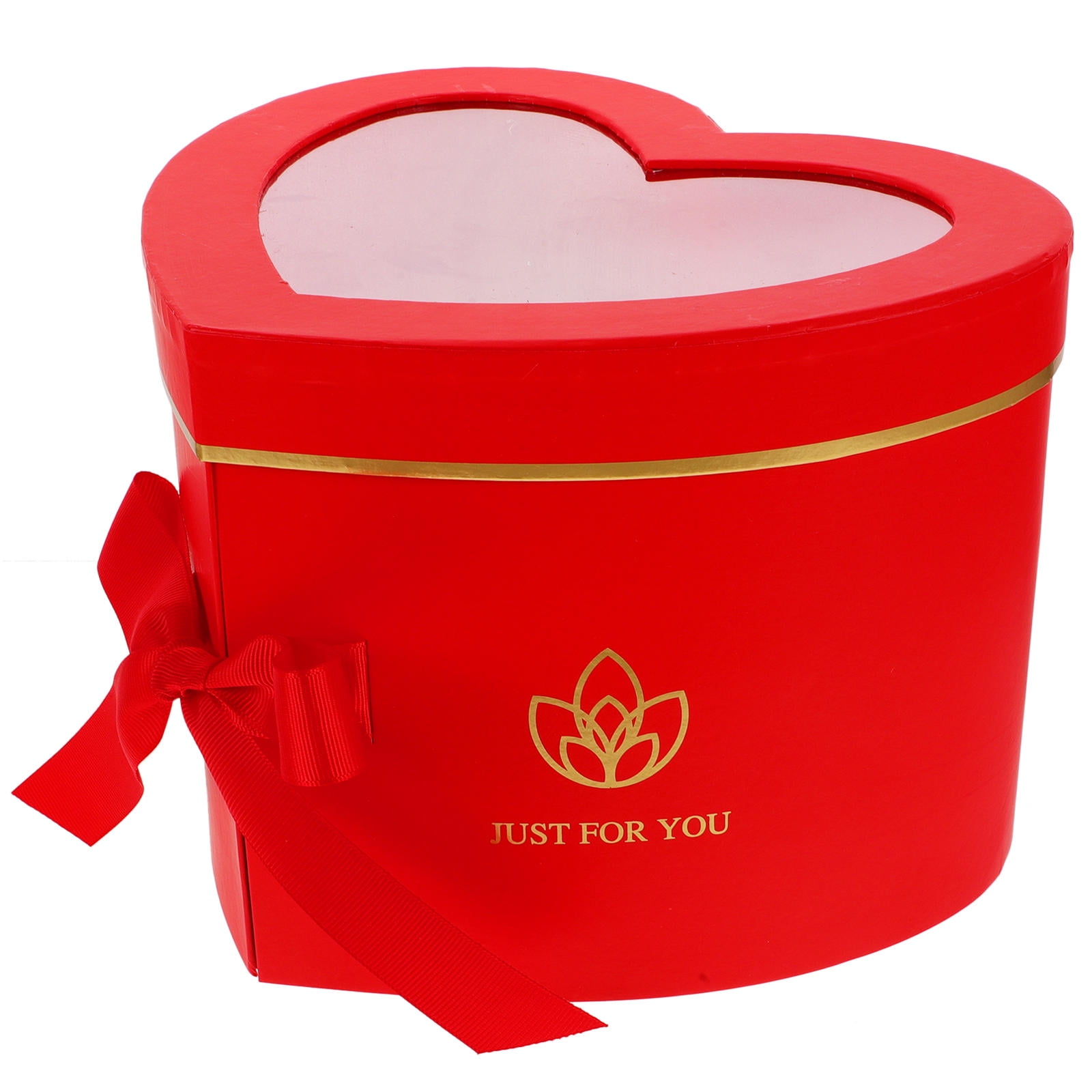 FELTECHELECTR Heart Shaped Box, Red Flower Packaging, Romantic Storage for Flowers and Small