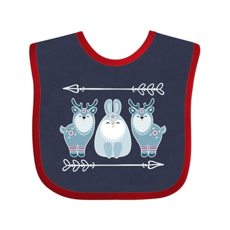 

Inktastic Christmas Forest Deer Bunny Tribal Gift Baby Boy or Baby Girl Bib