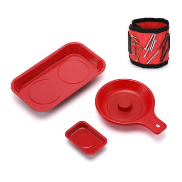 CASOMAN 4 Pieces Magnetic Tray and Wristband Set, Magnetic Parts Tray Set, Storage of screws and small parts