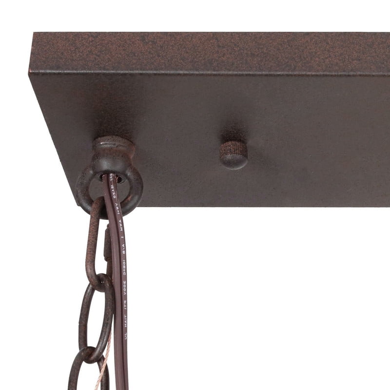 LNC 8-Light Distressed Wood and Bronze Linear LED Farmhouse Chandelier