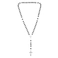 thumbnail image 2 of KAKOWELY Collar de rosario con perla de vidrio negro y colgante de cruz de Jesús, regalos de oración católica, 2 of 5