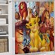 thumbnail image 4 of Juego de 4 cortinas de ducha de El Rey León con alfombrillas antideslizantes, tapa de inodoro y alfombrilla de baño, cortina de ducha impermeable con decoración de dibujos animados para baño con 12, 4 of 8