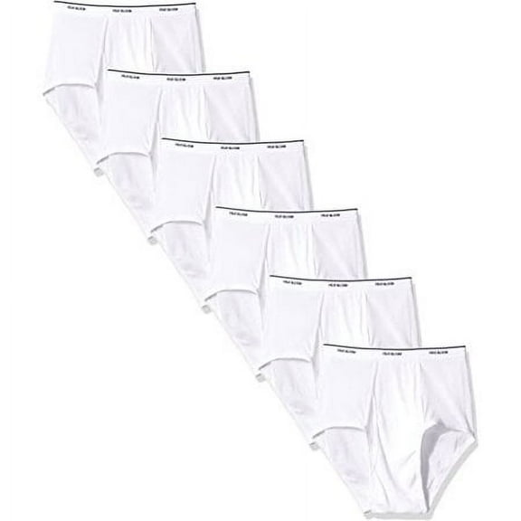 Fruit of The Loom Men's 6-Pack Classic White Brief Extended Sizes (White, 5XL)